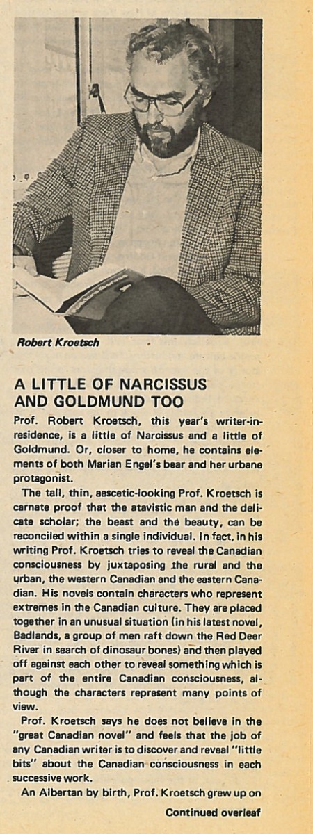 Robert Kroetsch, 1976.