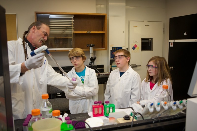 Students work with faculty to prepare samples for the ISS 