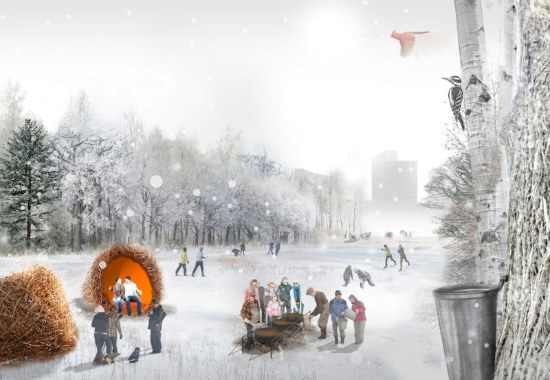 The Southwood Fairway in winter, a rendering from the winning proposal "Arpent"