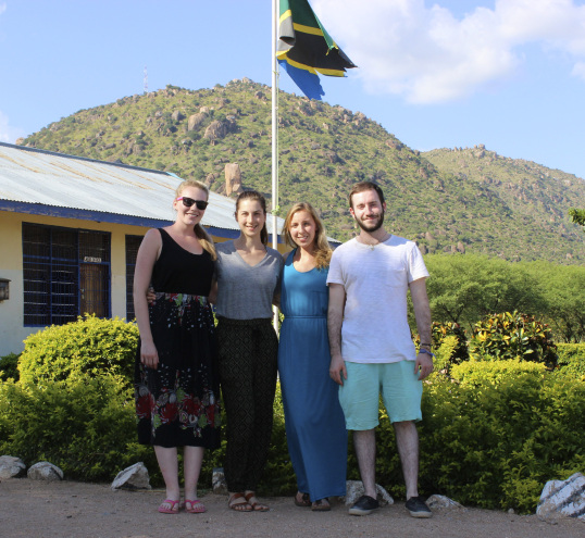 The students who participated in the service learning trip to Tanzania: Delaney Page , Virginia Robinson, Nikki Hawrylyshen and Zacharias Johnson