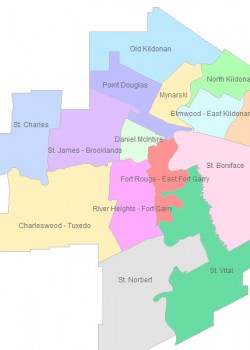 A map of Winnipeg's civic election districts