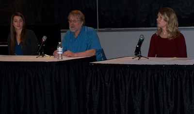 Panelists at EdCon, l. to. r. Sonya Schulzki, Graham Wren and Tracey Cathcart speak about careers outside the classroom.