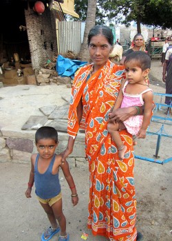 Mother and child in a village of India.