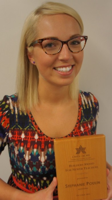 Stephanie Poulin with her award.