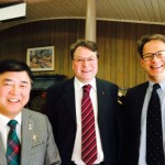 Celebrating the Feast of St. Paul's at St. Paul's College with (left to right) Hon. Philip Lee, Christopher Adams and Paul Vogt