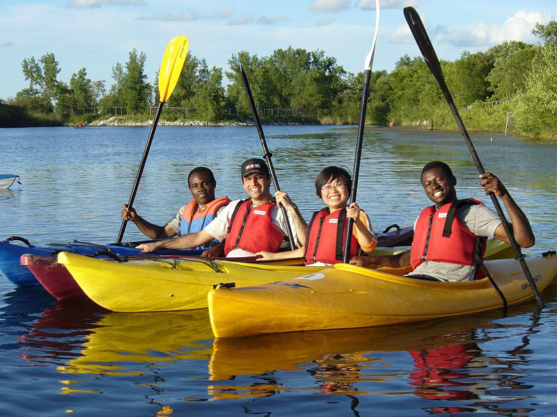 Kayaking at the intercultural retreat
