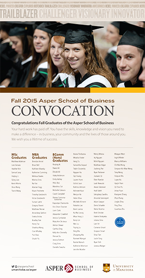 Asper School of Business Fall 2015 Convocation Poster