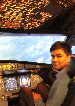 Taking off in a flight simulator at CAE Malaysia