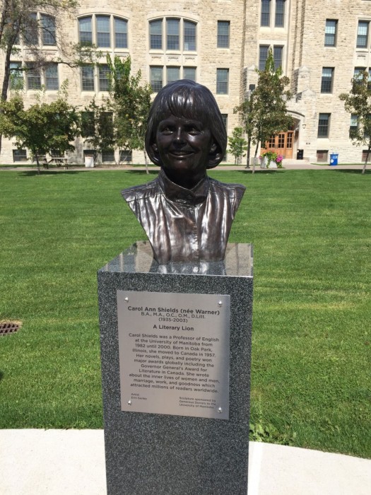 The Carol Shields commemorative bust.