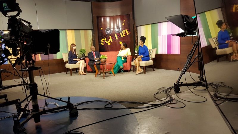 Michelle Faubert (left) connecting with the wider public on CVM Sunrise TV, Jamaica.