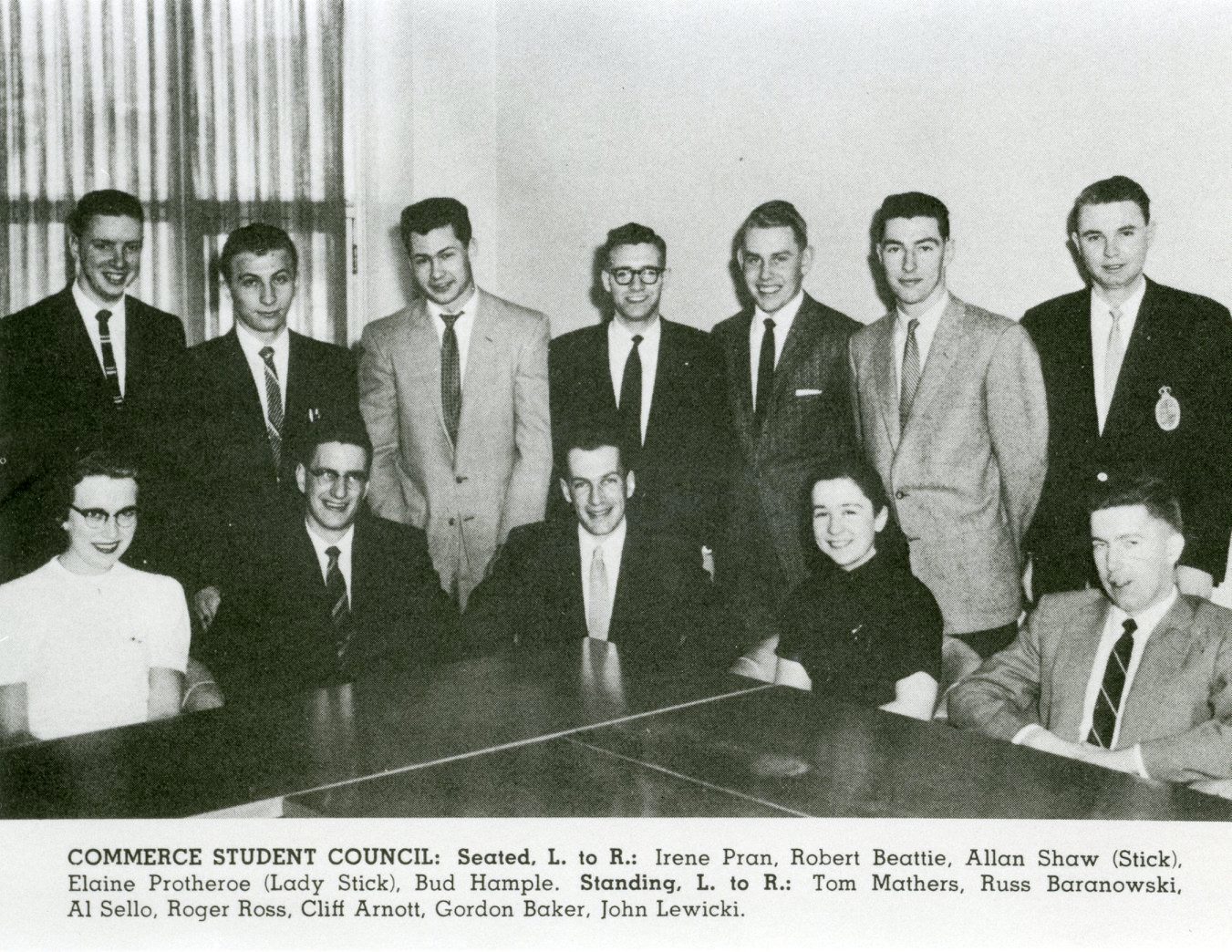 Commerce Student Council, 1958.<br />
Source: University Relations and Information Office fonds