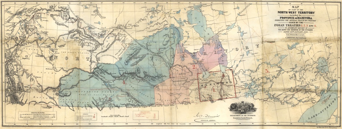 Noah Wilson plans to pursue law, to protect the rights of Indigenous peoples. Treaty map from January 1875, courtesy of University of Manitoba Archives and Special Collections. 