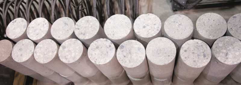 Concrete cylinders in the structures lab.