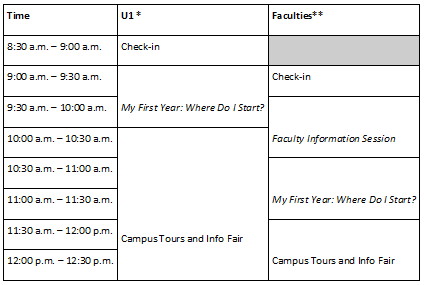 Schedule for Head Start