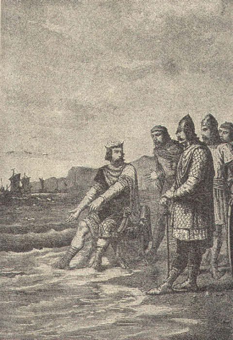 "Canute rebukes his courtiers" by Alphonse-Marie-Adolphe de Neuville
