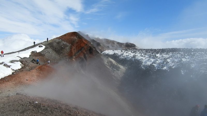 The summit of Avachinsky volcano. Pictured is the new plug remaining after a VEI 4 eruption in 1945 within the main crater.
