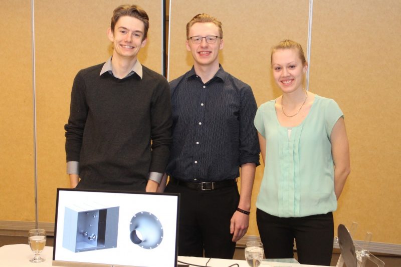 (L-R) Davis McClarty, Matthew Cann and Brooke Giesbrecht: Second place for Innovative design