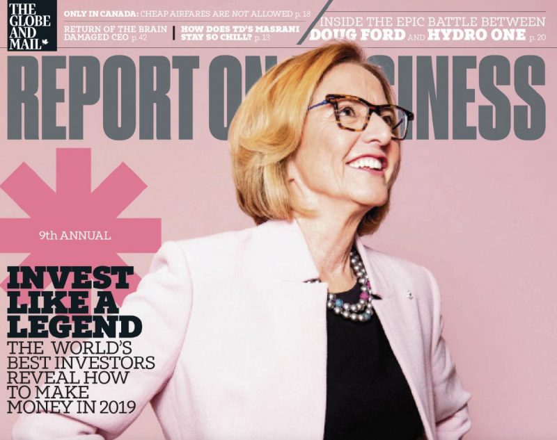 Catherine "Kiki" Delaney on the cover of the Globe and Mail's Report on Business.