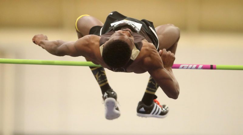 Men's high jumper Oyinko Akinola.//Photo: Trevor Hagan, Bison Sports