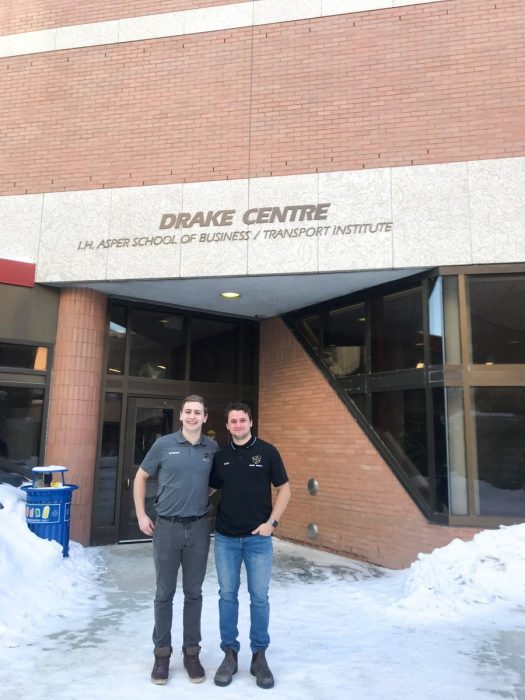 Adam Henry (left) and Nick Zajac (right) outside of Drake Centre.