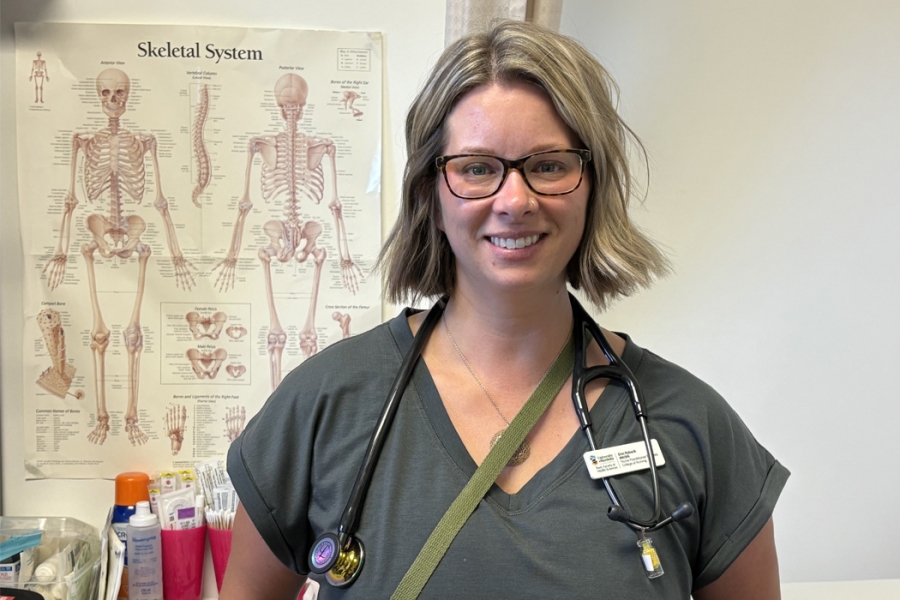 Erin Ryback in a clinical environment.