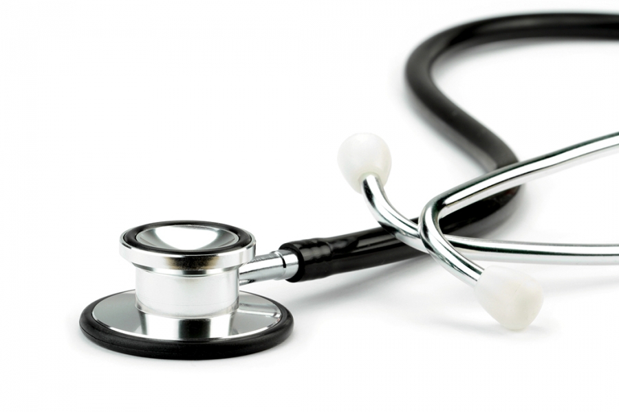 Stethoscope on a white background.