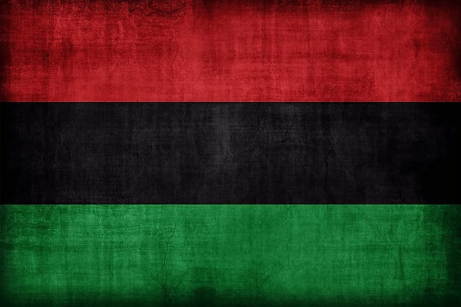 Flag with horizontal stripes in red, black and green