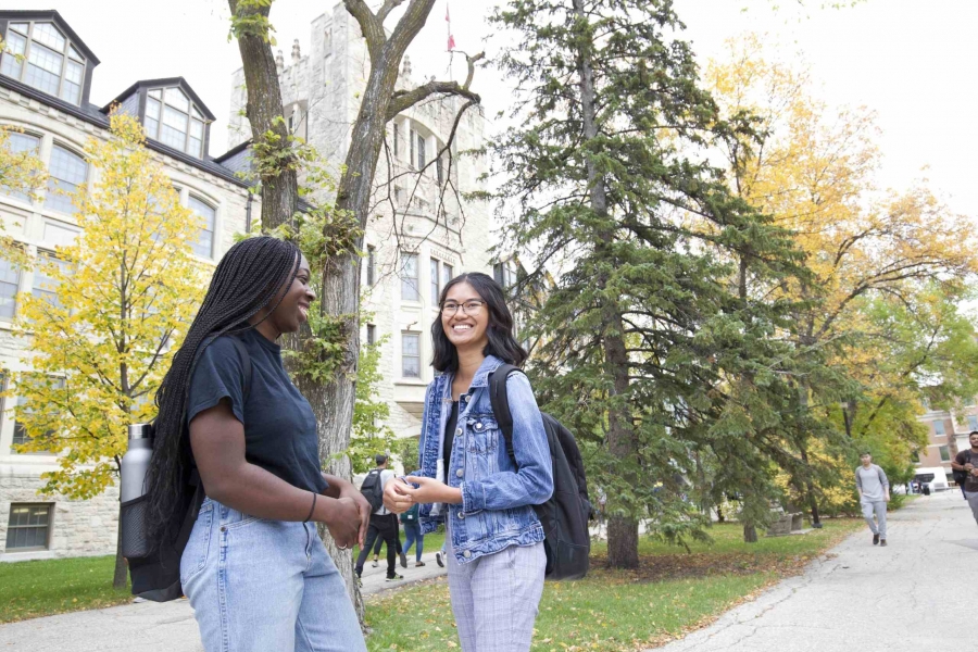 Students outside in fall 