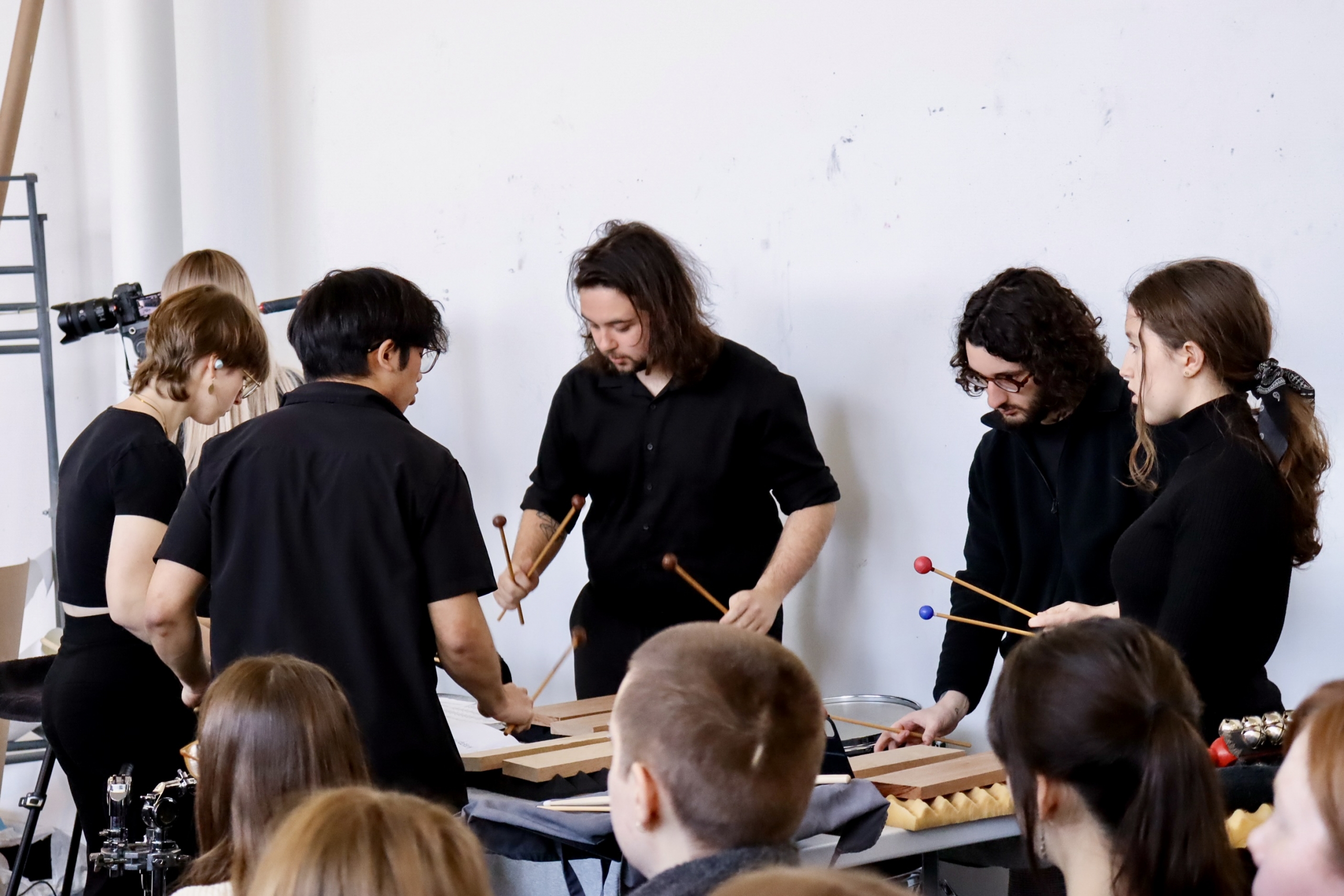 Members of the UM Percussion Ensemble perform on mallet instruments during a ReSound Series event.