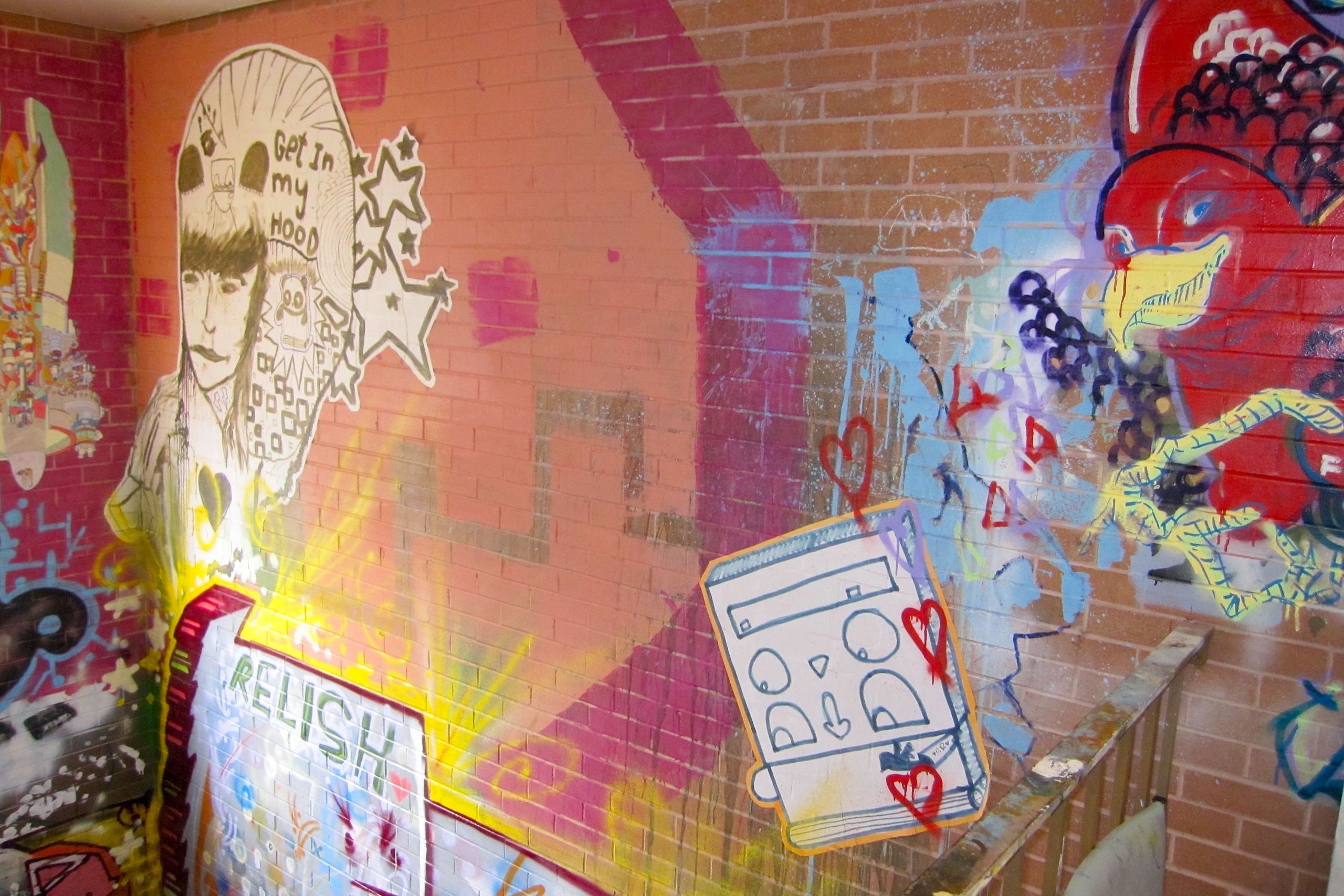 A painted stairway in the Art Barn