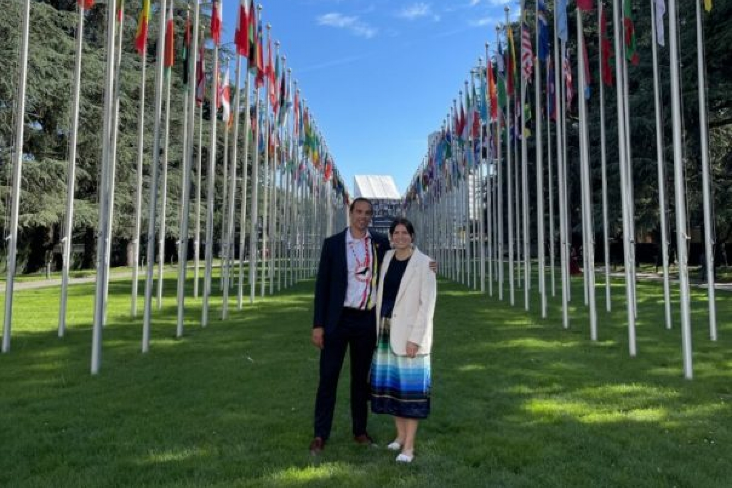 Trechelle Bunn and Joshua Gardiner at the United Nations in Geneva, Switzerland