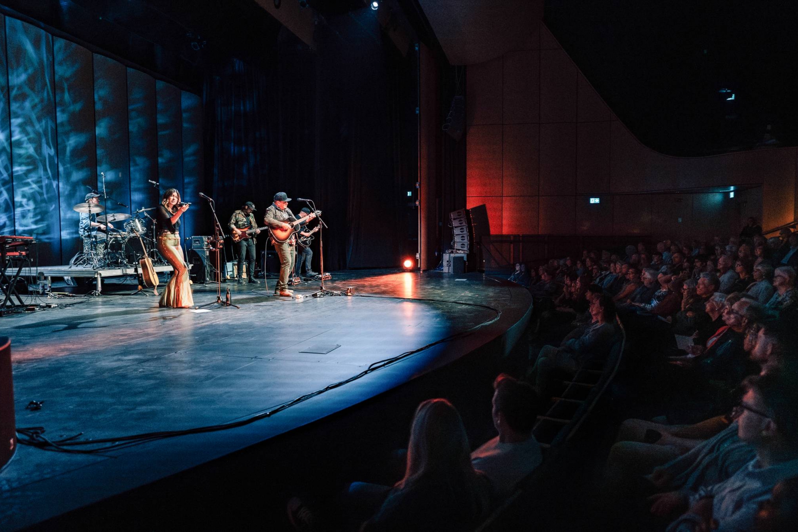 View of a band performing on stage