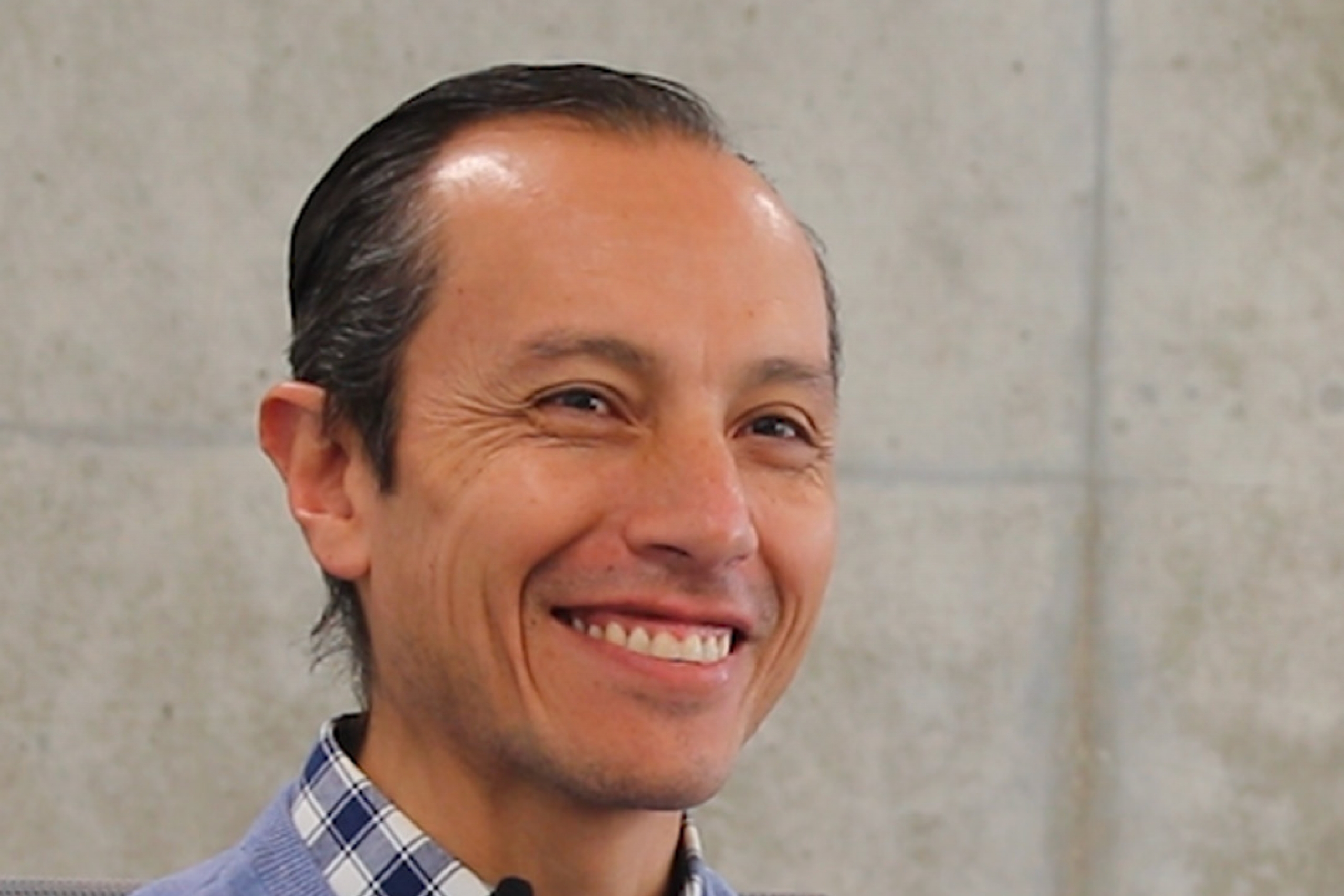 Edgar Galeano smiles during an interview