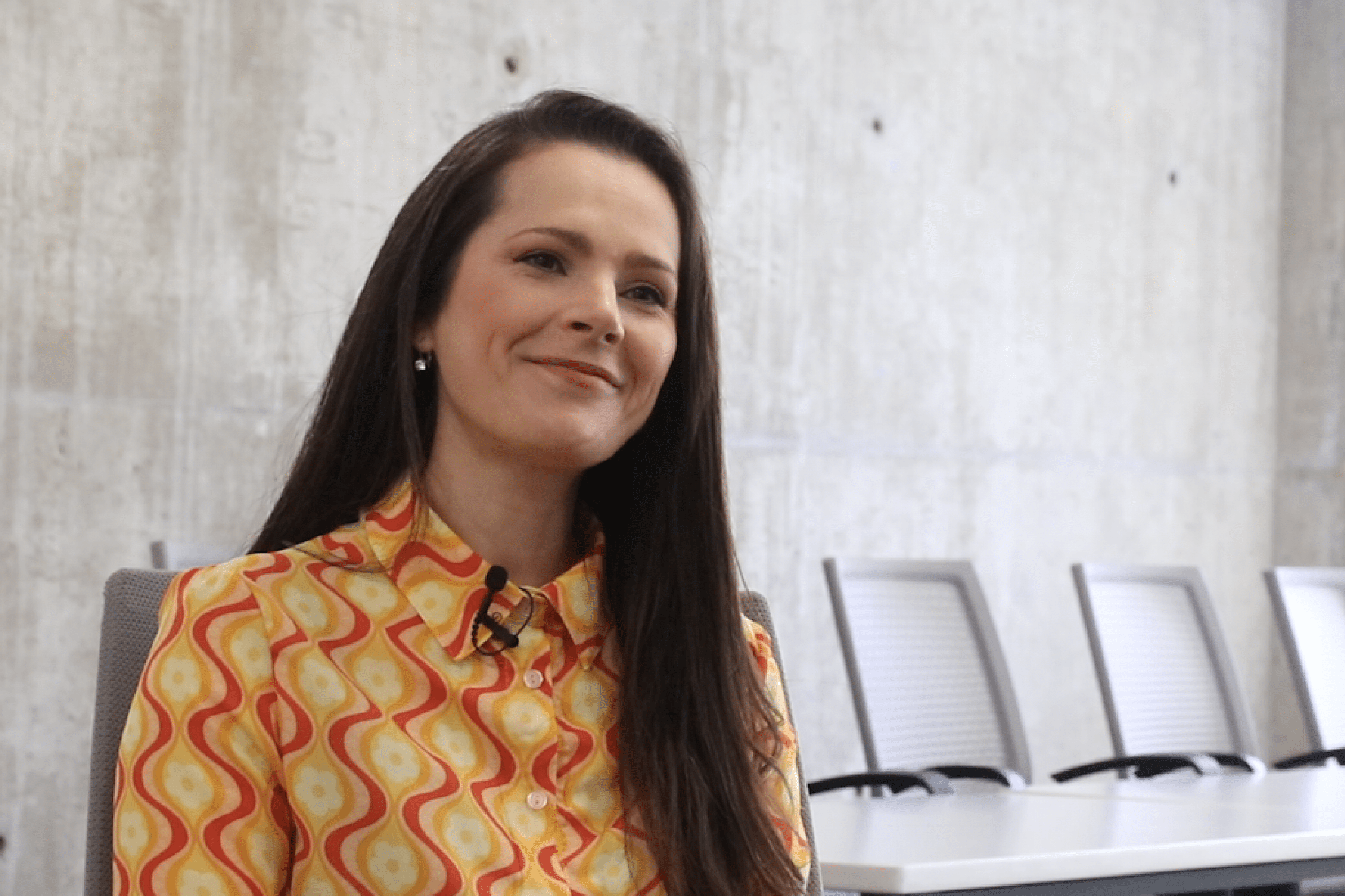 Fabiana Turelli smiles during an interview.