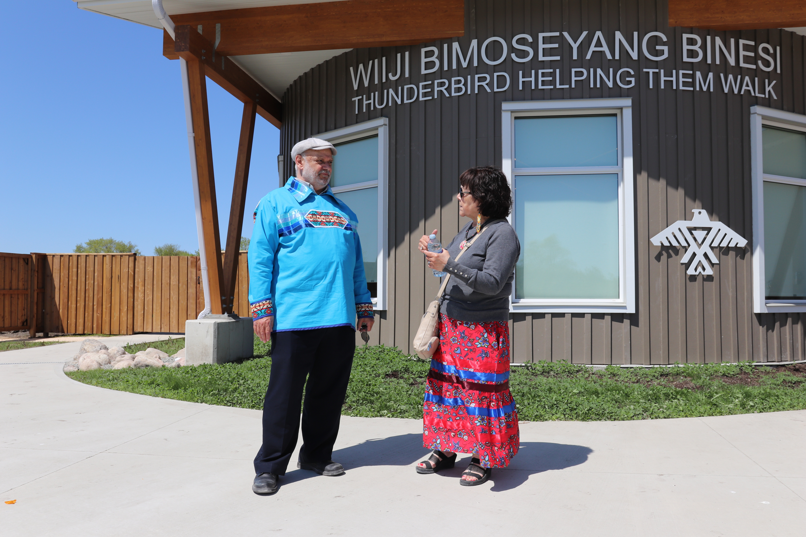 Visitors at Wiiji Bimoseyang Binesi (Thunderbird Helping Them Walk)