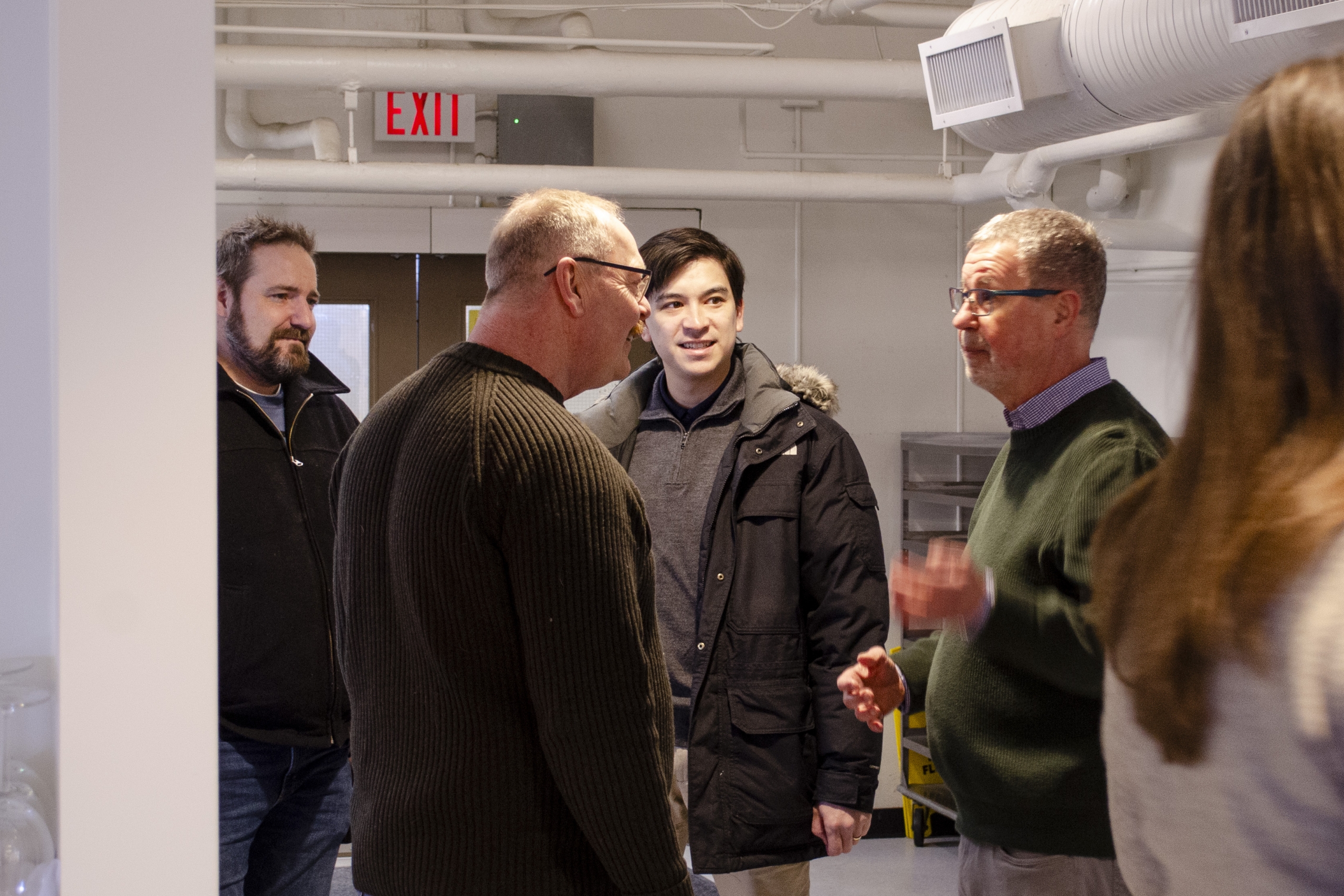 Ian Park talking to guests at his retirement celebration