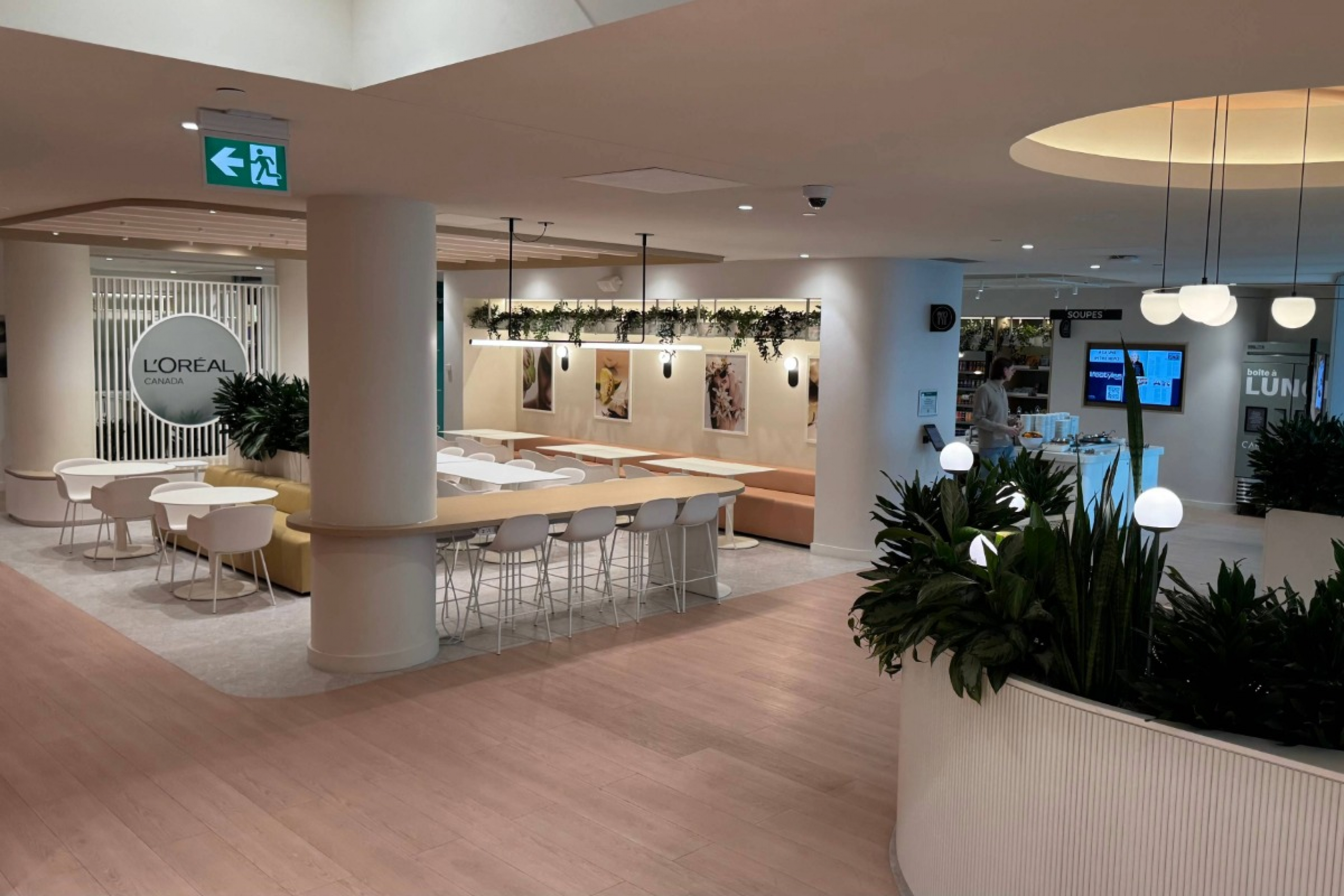 Interior of L’Oréal Montreal's open concept office. 