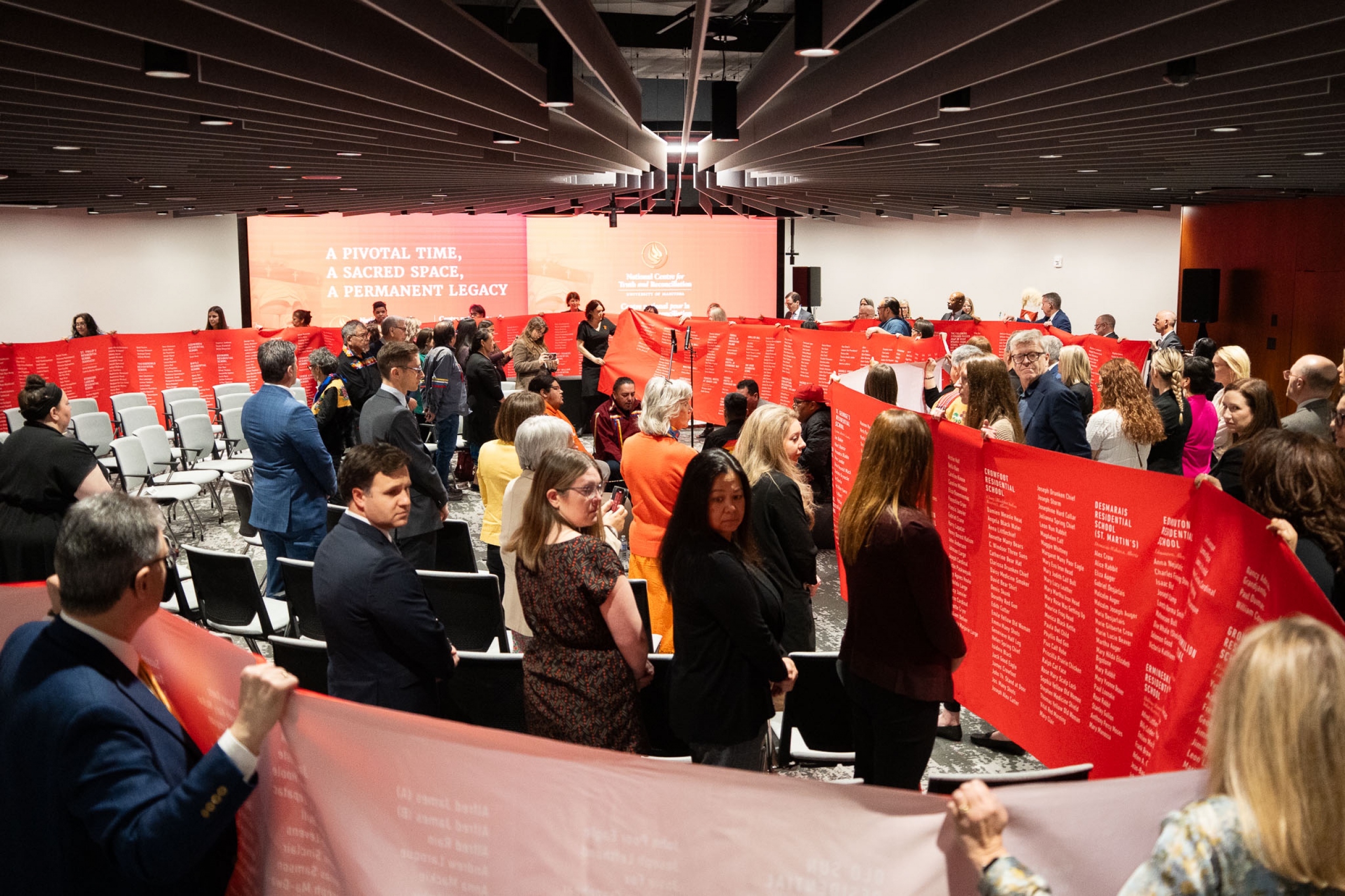 Memorial cloth carried into the room