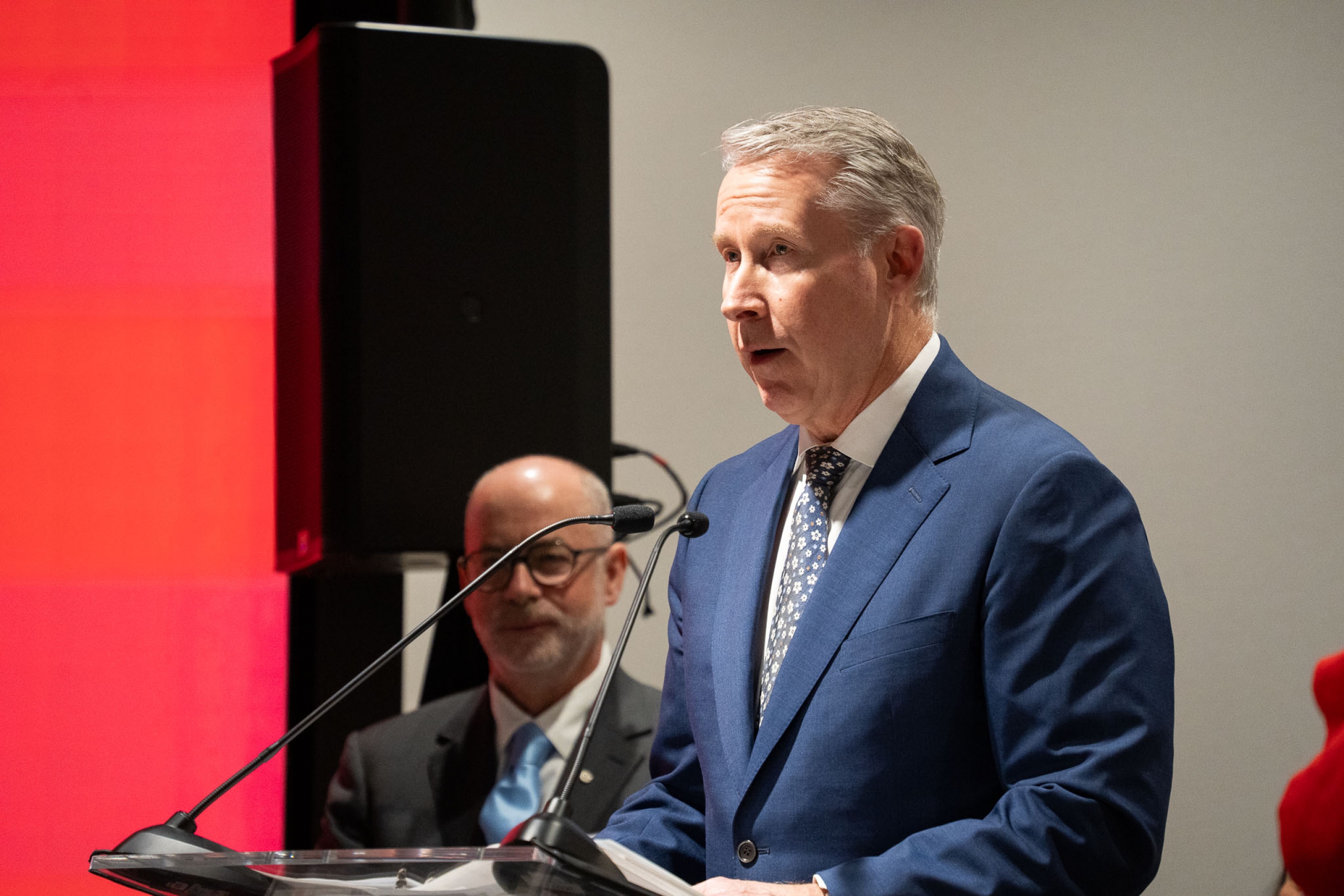Paul Mahon at podium