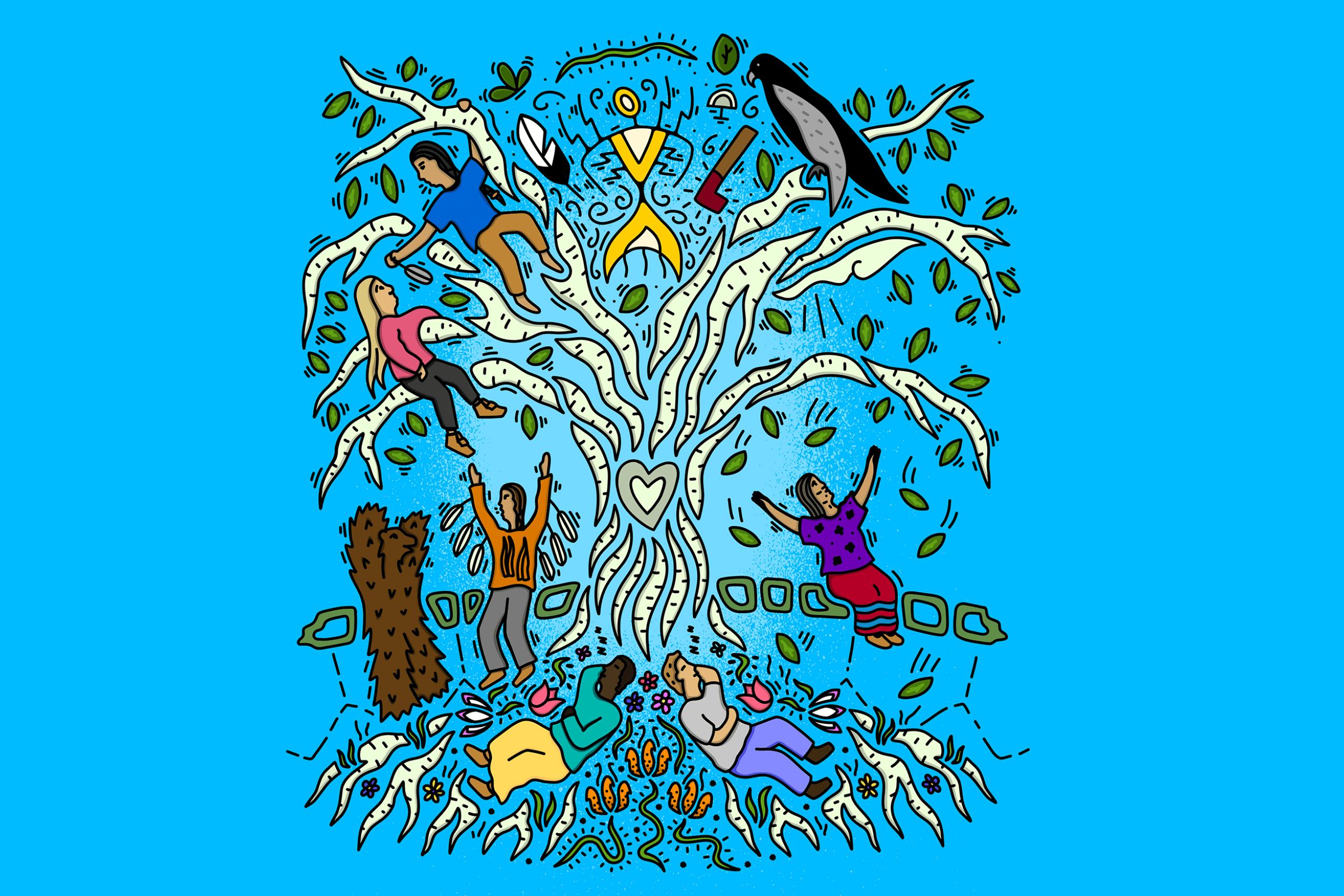 Anishinaabe artist Jordan Stranger represented the research findings in commissioned artwork called “Nitotem"