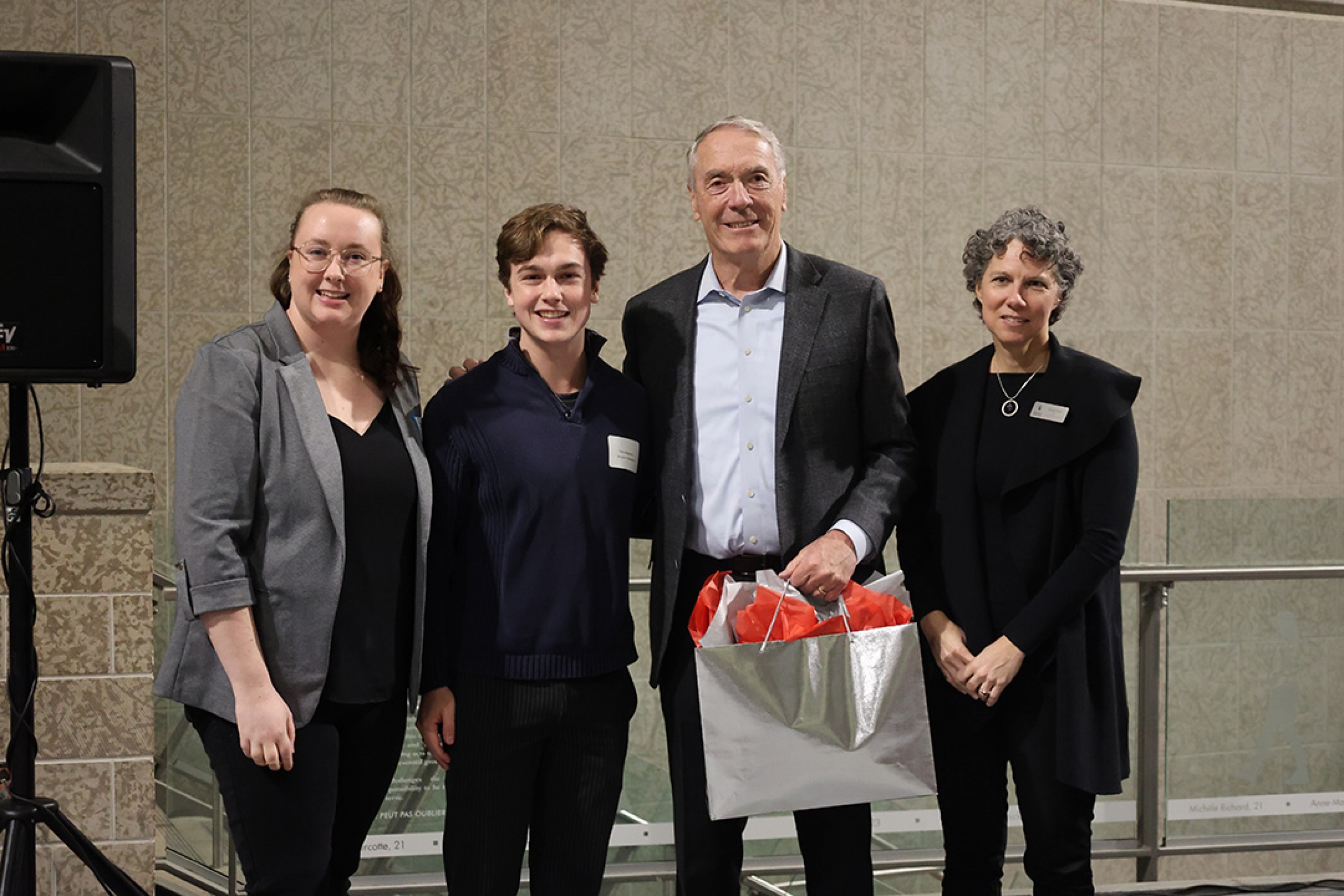 Students present a gift to Gerry Price