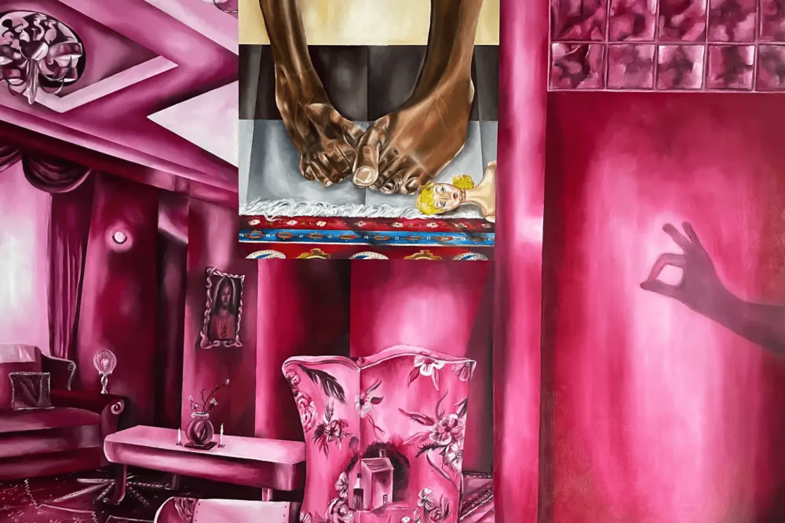  A painting with pink as the dominant colour