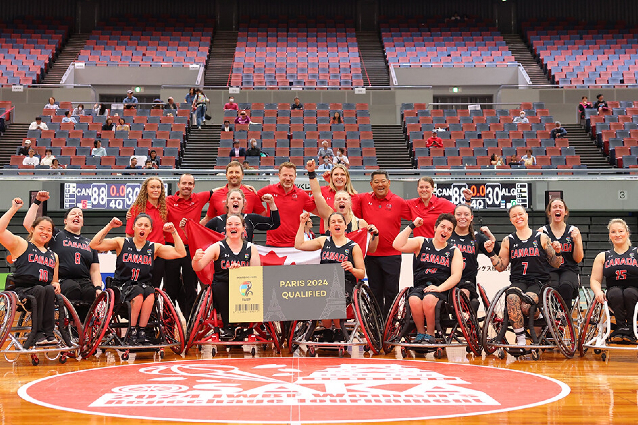 team canada wheelchair basketball team celebrates