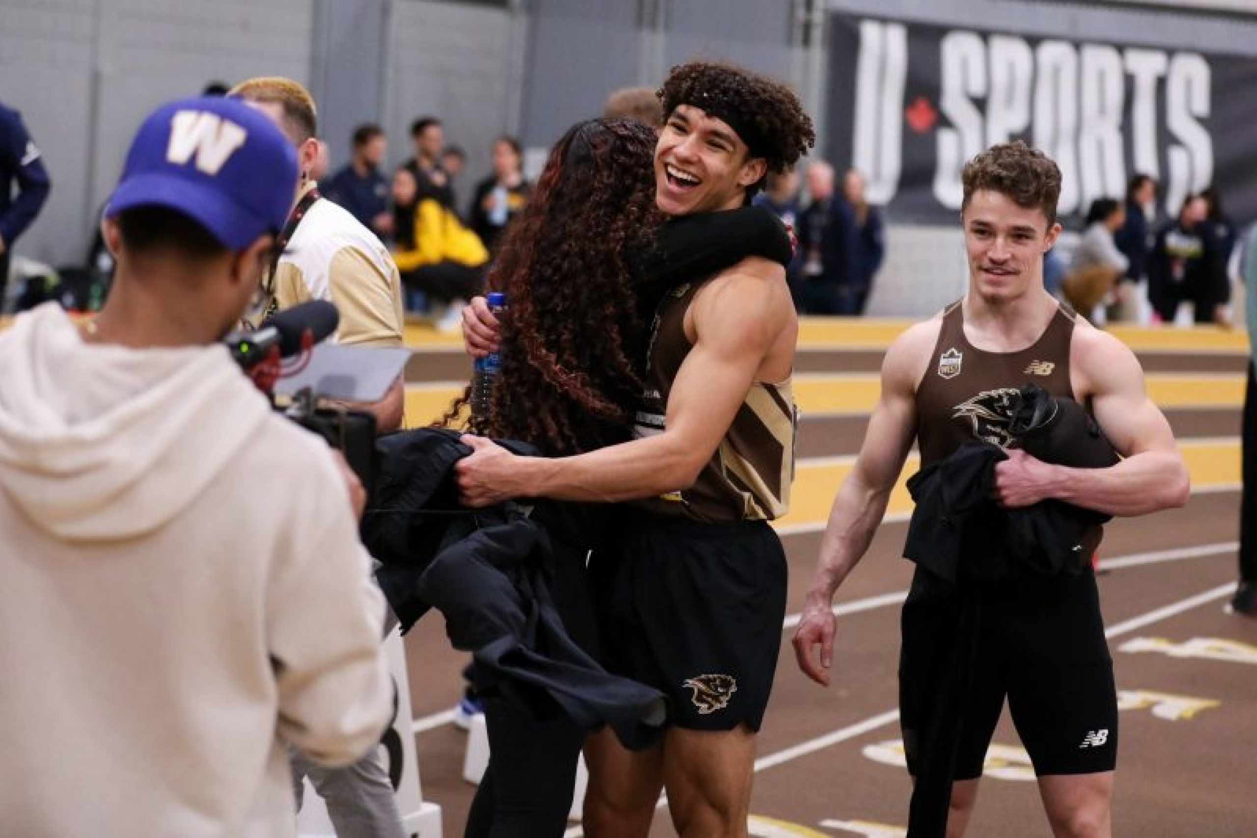 Tyrell celebrates with a hug