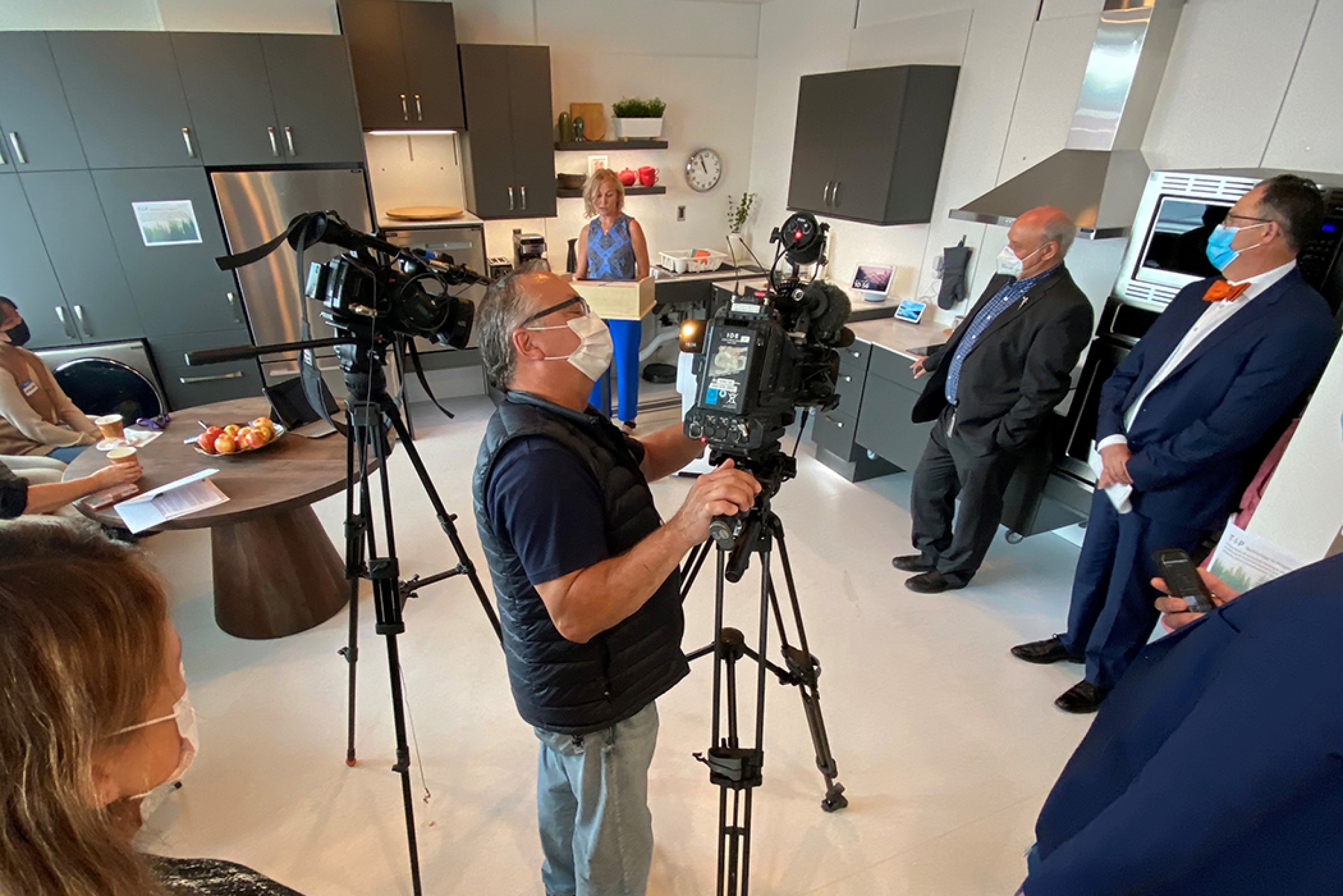 Dr. Jacquie Ripat speaks in front of media and guests at the opening of the smart suite at Health Sciences Centre.  