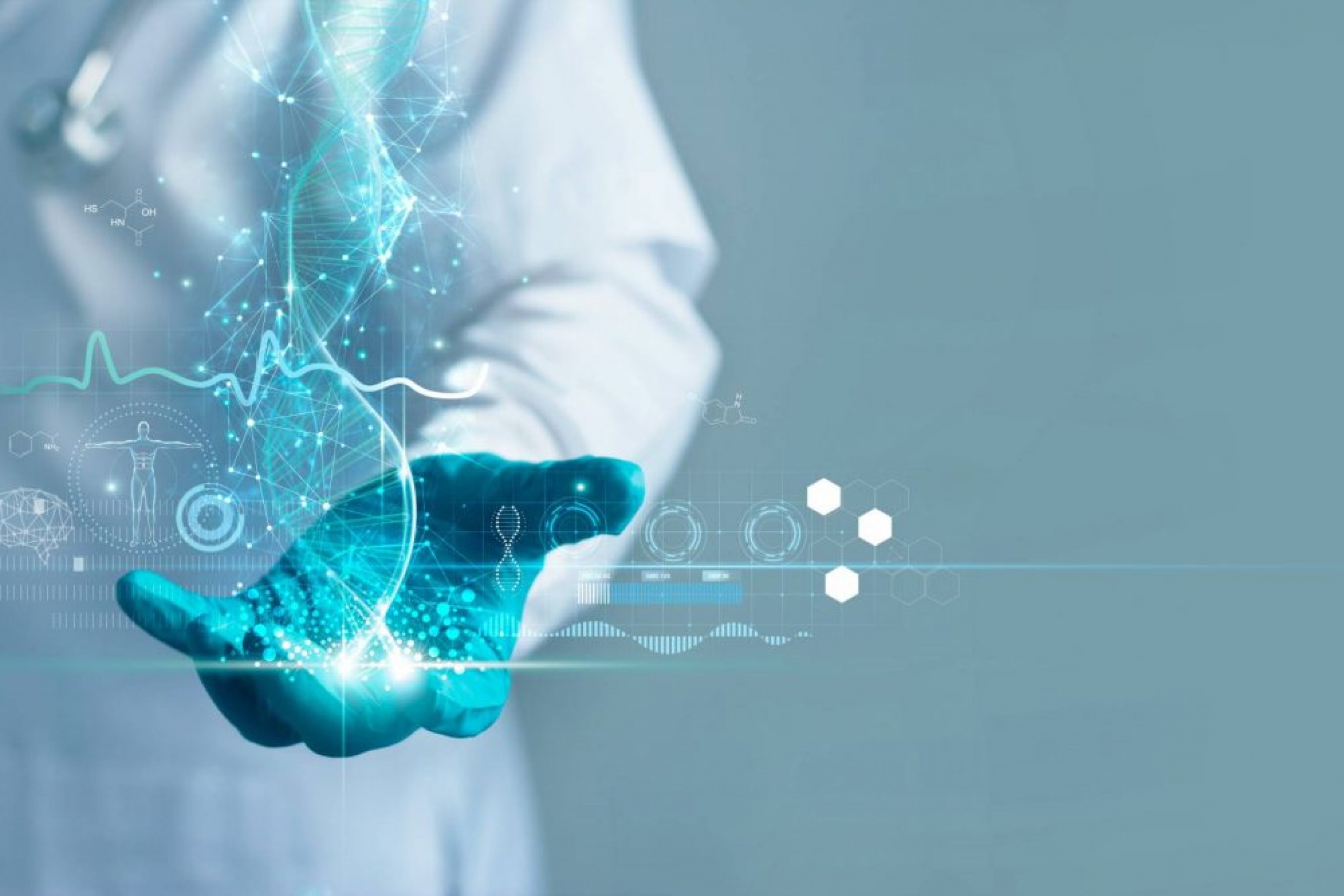 generic scientist with green rubber glove