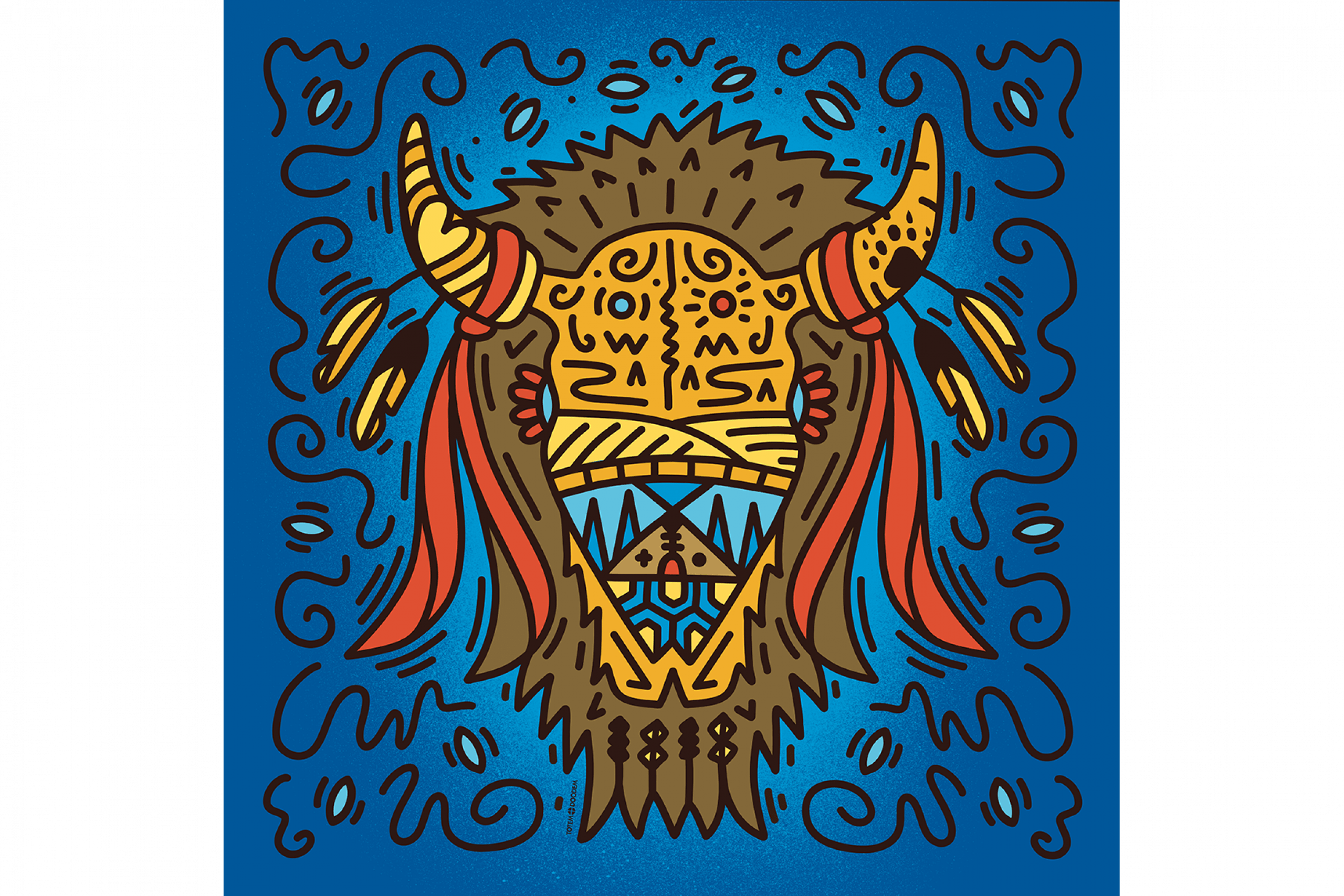 Illustration of bison skull