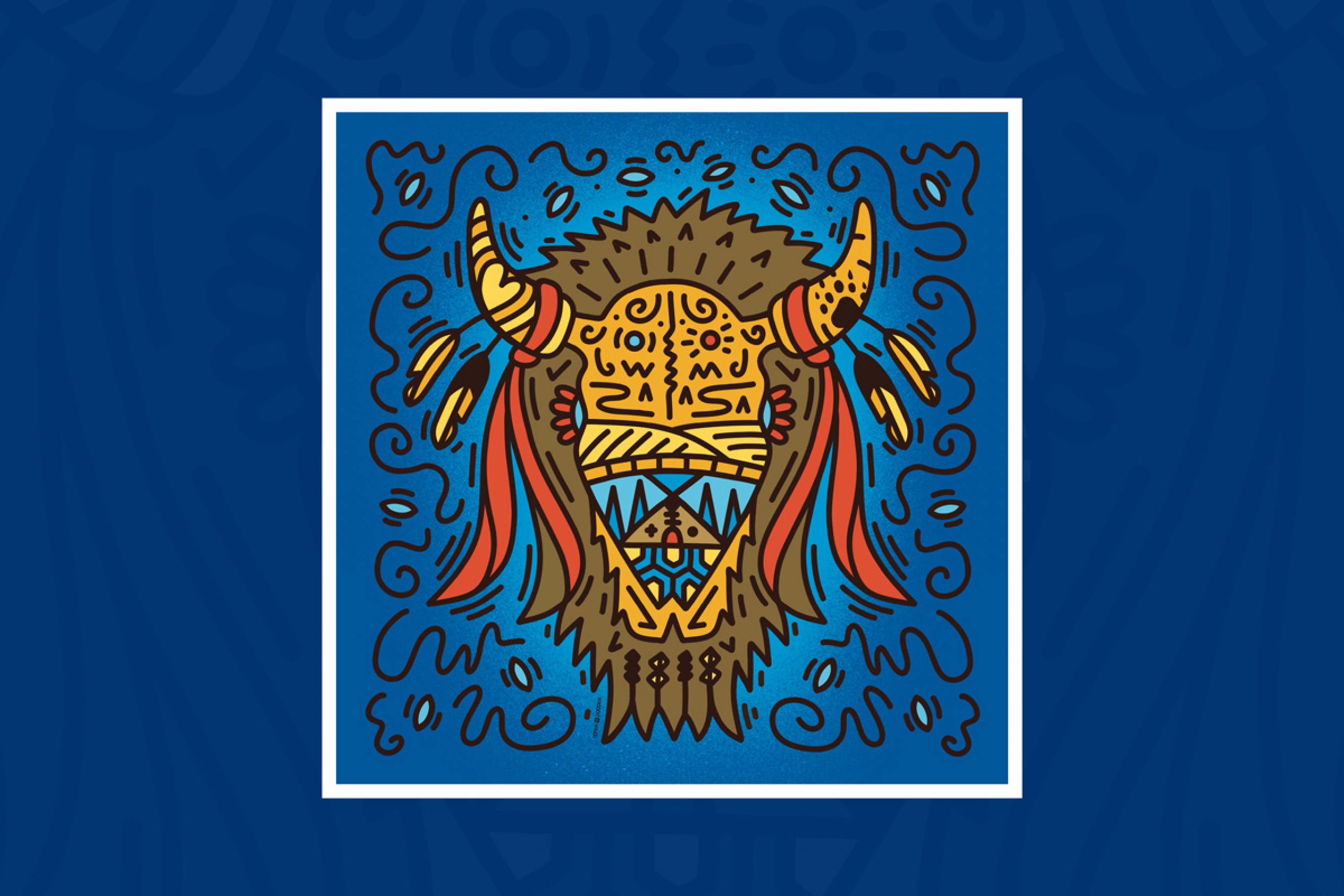 Illustration of bison skull