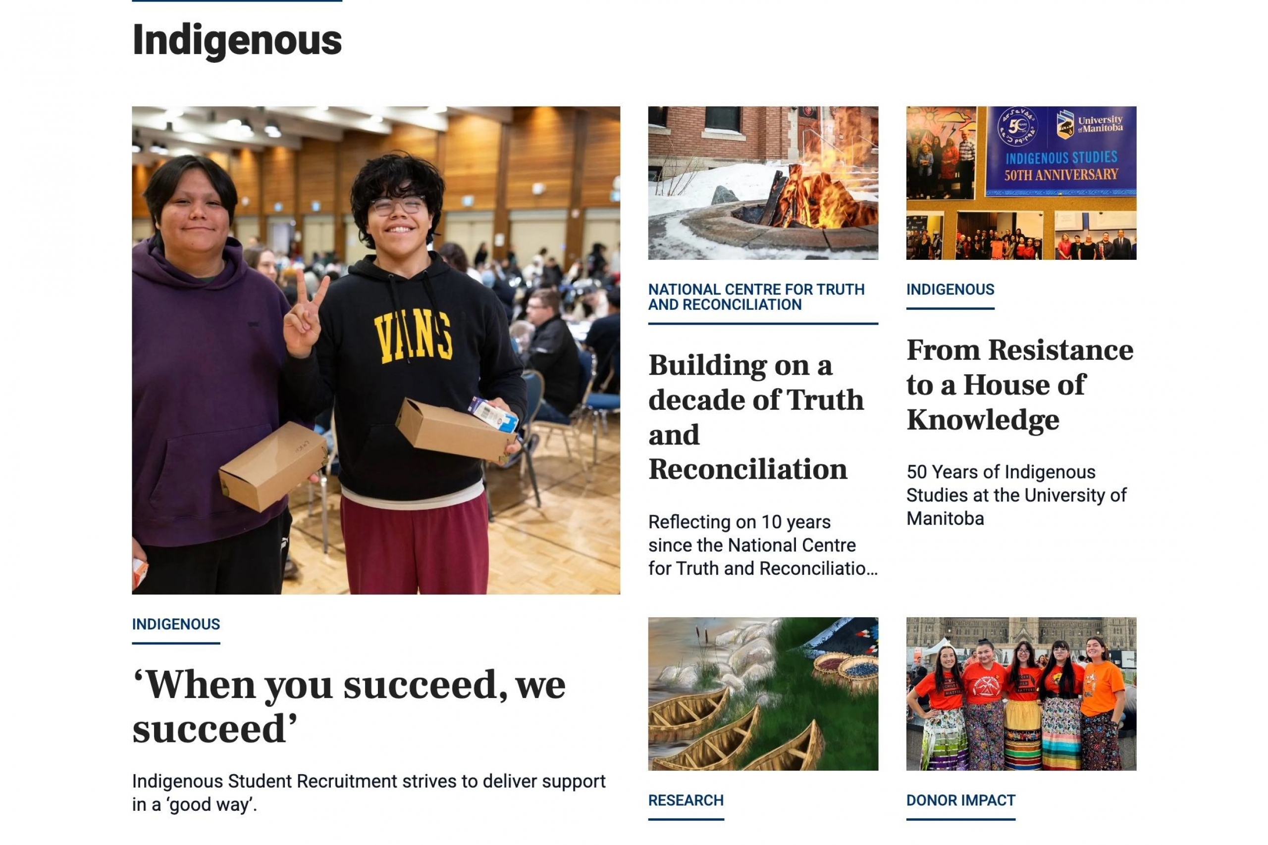 Indigenous story section of the new platform.