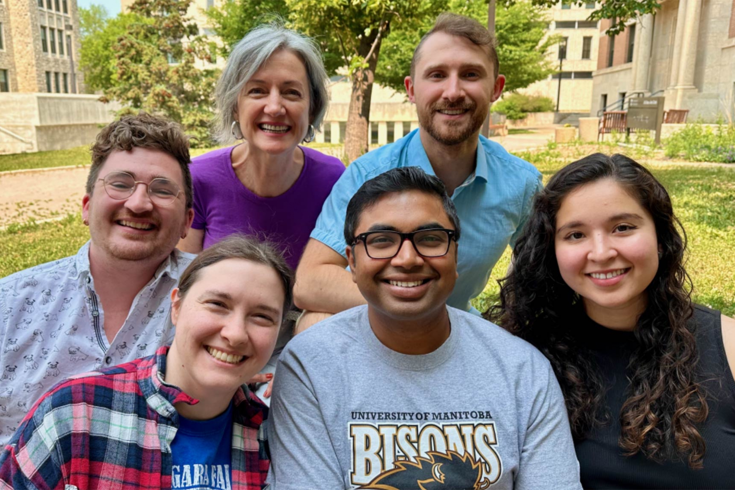 Silvia Cardona with five of her students.